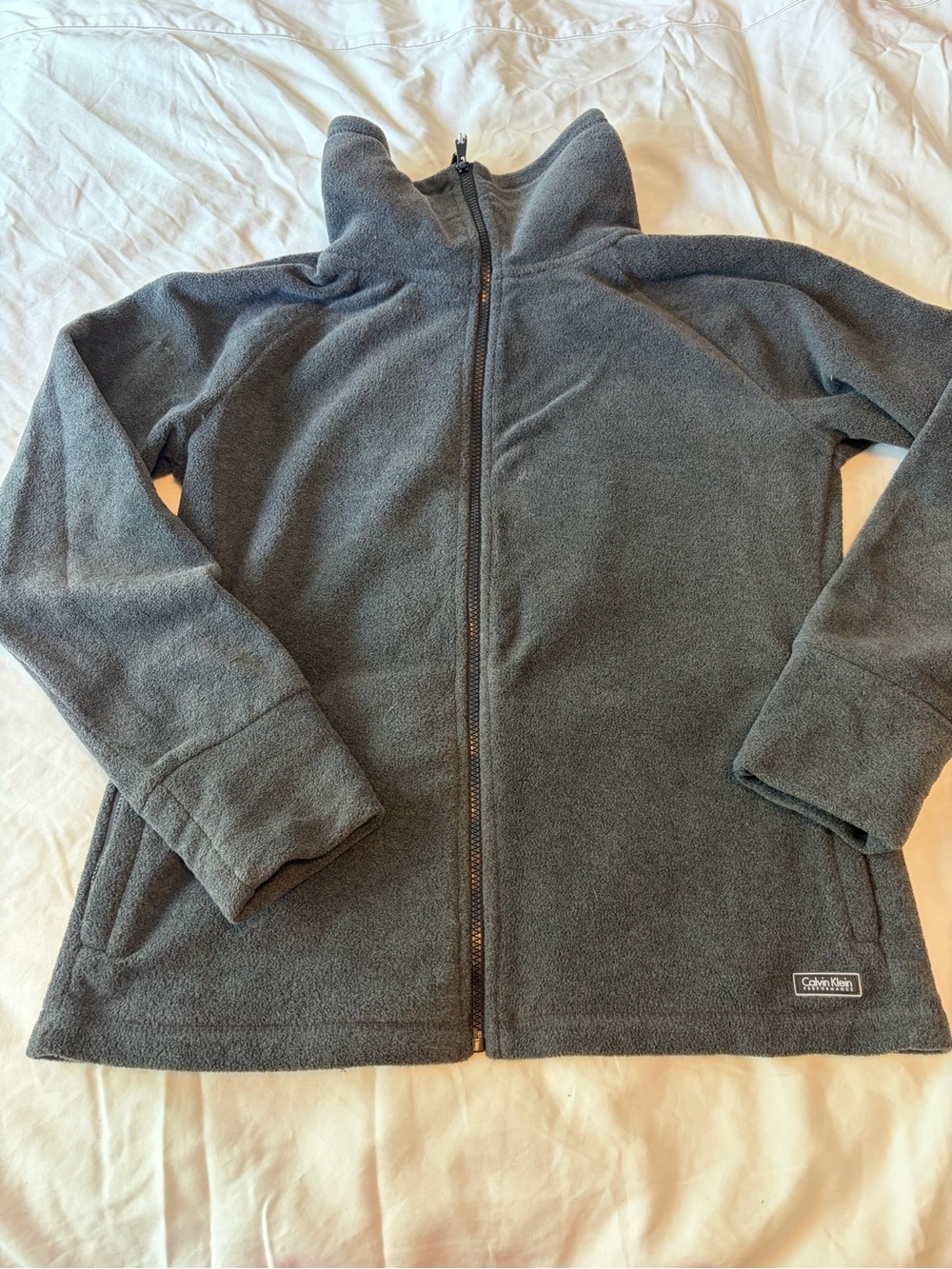 Calvin Klein Gray Full-Zip Fleece Hoodie Jacket